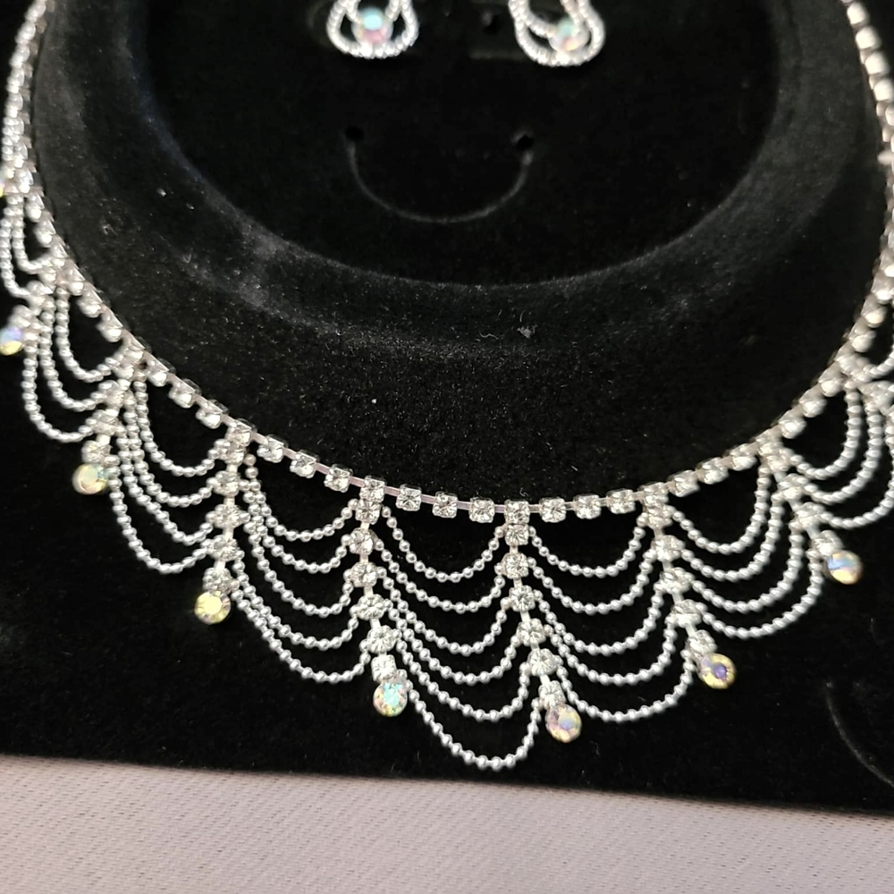 NWT Swarovski Bridal Necklace With Earrings